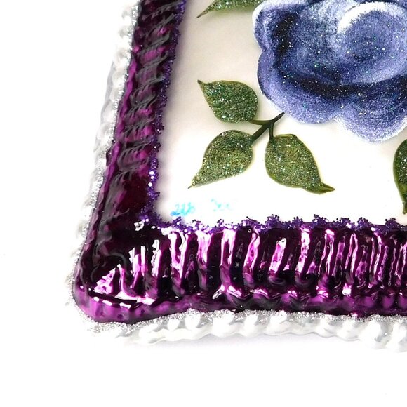 Lot of 3 Glass Pillow Ornaments by Ornaments to Remember Purple and Red NIB - Picture 9 of 13